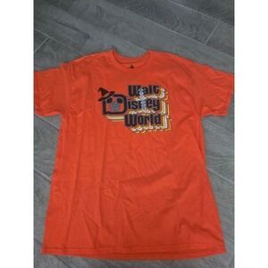 Disney World Halloween Orange Graphic T-Shirt‎ Medium Mickey Witch Hat Retro